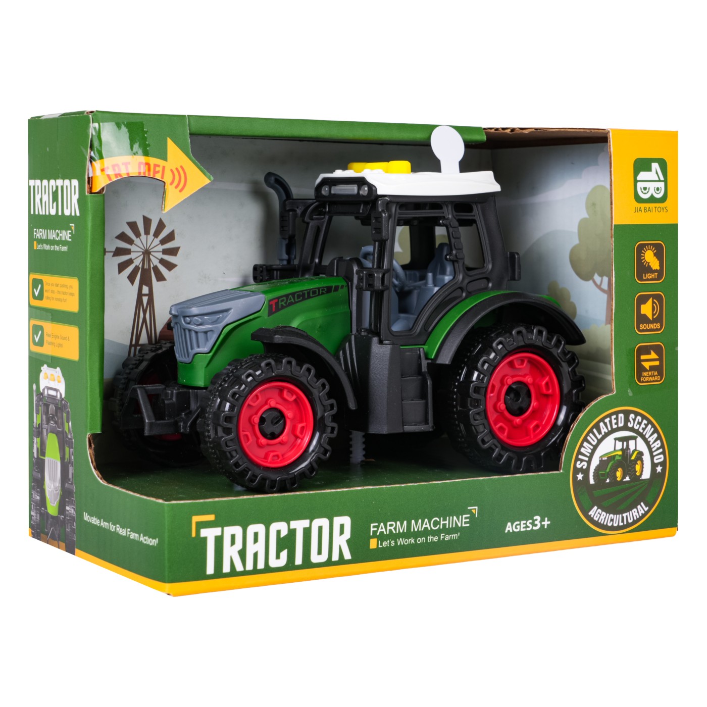Traktor se světly a zvukovou funkcí Tmavě zelená