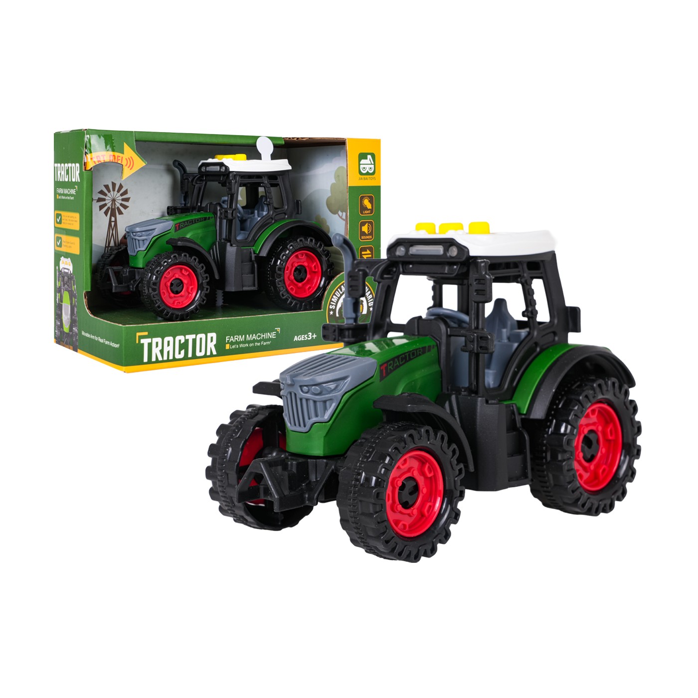 Traktor se světly a zvukovou funkcí Tmavě zelená