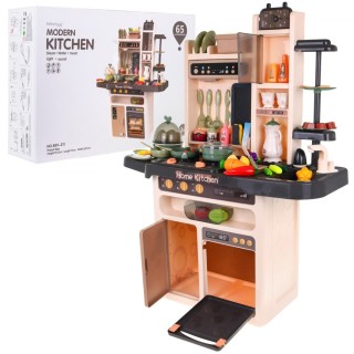 Stylová dětská kuchyňská 3+ vodovodní baterie + interaktivní hořák s párou + audio panel 65 el.