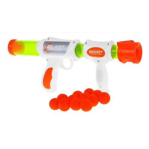 Barevná dětská puška 4+ pružinový vzduchový mechanismus + 12 nábojů pěnové koule