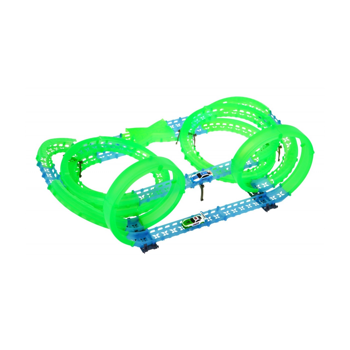 Závodní dráha svítící ve tmě pro děti 3+ Petle 360 + 2 led auta + 2 dálkové ovladače